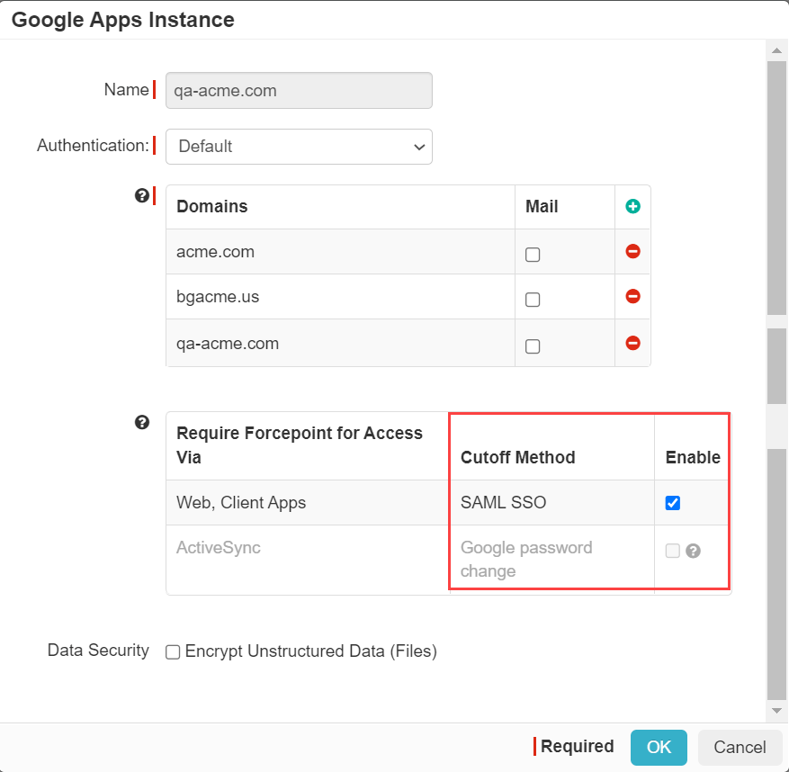 Google Workspace Configuring mobile device cutoff